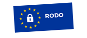 Na ikonie widoczne żółte gwiazdy na niebieskim tle (flaga Unii Europejskiej), a w środku okręgu z gwiazdek znajduje się kłódka. Link prowadzi do podstrony zawierającej informacje dot. RODO