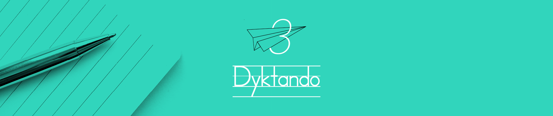 Na miętowym tle widać półtransp[arentnie pióro i kartkę do pisania oraz - w pełnej widoczności - logo konkursu
